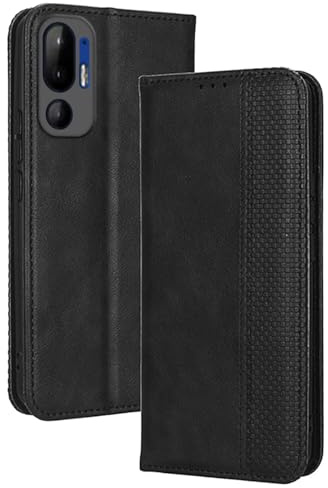 RankOne Flip-Lederhülle handyhülle für HTC U24 Pro (6.8 Inches) Schwarz