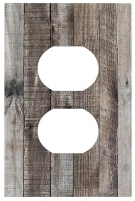 Plaque murale décorative en bois rustique marron foncé pour appareil électrique duplex