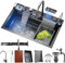 MIMRTIMI Fregadero de Cocina Negro Fregadero Cocina con Grifo Integrado Fregadero de Cascada Single Groove con Múltiples Accesorios
