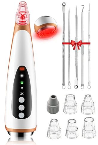 Aolawco Porenreiniger Gesicht Mitesserentfernung, Mitesserentferner Porenreiniger, Porensauger mit 3 Saugstufen, Mitesser sauger Akne Entferner Gerät mit 6 Austauschbare Saugköpfe - Frauen und Männer