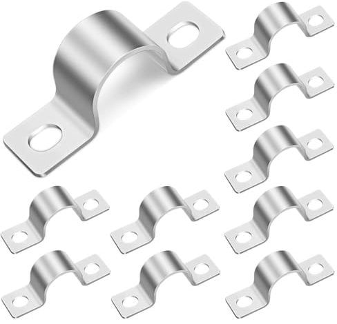 jojofuny Stainless Steel Pipe Clamp 10 StüCk 304 Edelstahl U-Rohrschellen Schwerer Rohrhalter FüR Rohrbefestigung Silber FüR Heimgebrauch Mehrzweck Rohrklemmen