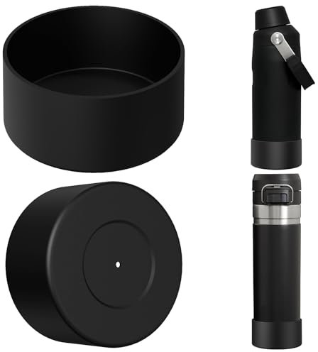 Linkidea 2 Pack Water Bottle Boot Compatible with Stanley Quick Flip GO 24oz, IceFlow Fast Flow 16oz, Silicone Water Bottle Bottom Bumper Protector (Black)