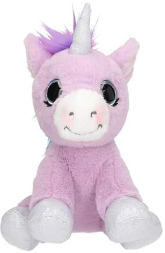 Depesche 11687 Ylvi - Kuscheltier Einhorn in Lila, mit Regenbogen Mähne, ca. 21 cm großes Plüschtier mit Glitzer und Silber-Akzenten