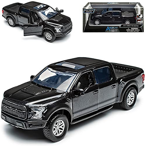 Motormax Ford F*150 Raptor Schwarz Pick-Up 13. Generation Ab 2014 Version 2017 mit Rückzugsmotor ca 1/43 1/36-1/46 Modell Auto mit individiuellem Wunschkennzeichen