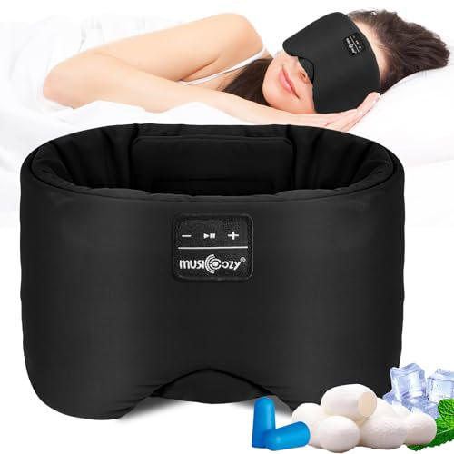 Schlafmaske mit Bluetooth-Kopfhörern, 100% verdunkelnde Seiden-Augenmaske, Kopfhörer für Männer und Frauen, weiche Schlafkopfhörer, Bluetooth-Augenmaske zum Schlafen, Reisen, Entspannen