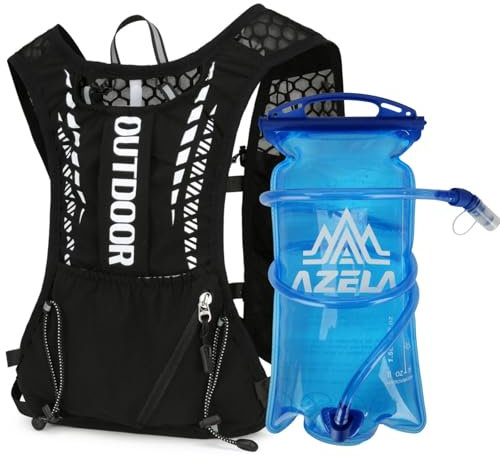 Waniki Laufweste Damen und Herren Running Vest Ultraleicht Trinkblase Backpack mit 1,5L Trinkblase Laufrucksack Fahrradrucksack Trinkrucksack Wanderrucksack für Laufen, Wandern, Marathon