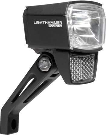 TRELOCK LS 890-T Lighthammer 100 Lux E-Bike 12V Fahrradlicht – Tagfahrlicht-Modus – Inklusive Gabelhalterung ZL 410 – StVZO zugelassen