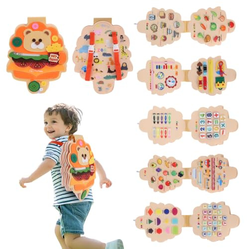 Heypappy Busy Board Montessori Toys, 12 in 1 Busy Book Learning Sensory Toys for Toddlers