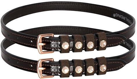 Imperial Riding Sporenriemen „Pardouz“, Lackleder Akzente mit Strasssteinen, 52cm, Braun-Roségold-Metallic