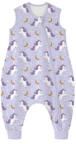 Yoofoss Schlafsack Baby mit Füßen Socken 1.5 Tog Herbst Winter Baby Schlafsack mit Beinen Baumwolle Warm Babyschlafsack für 4-6 Jahre Kinder Jungen Mädchen 100 cm- Lila