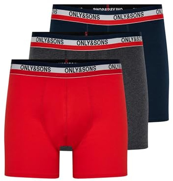 ONLY & SONS Men's Onsfitz Solid Boxer 3 Pack Noos (Pack of 3), Dark grey blend, M