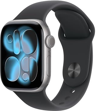 Apple Watch Series 11 [GPS + Cellular 42 mm] Montre connectée avec boîtier Gris sidéral et Bracelet Sport Noir. Score de Sommeil, Moniteur d’activité, Suivi de la santé, écran Toujours activé