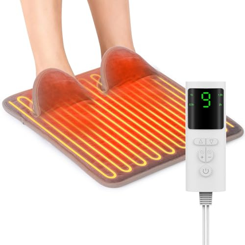 Electric Heated Foot Warmer for Men and Women, Feet Heating Pads Electric Feet Warmer with LCD Display & 9 Temperature Setting, Heated Foot Warmers for Under Desk, Office,Home