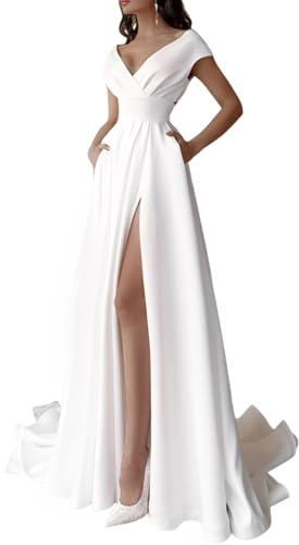 JYIXXZX Robe de Soirée Femme Longue Robes Chic et Elegant Col en V Maxi Robe Sexy Dos Nu Bodycon Robes de Gala A Line Fendue pour Mariage Party Cocktail Bal Promo Cérémonie Demoiselle d'honneur