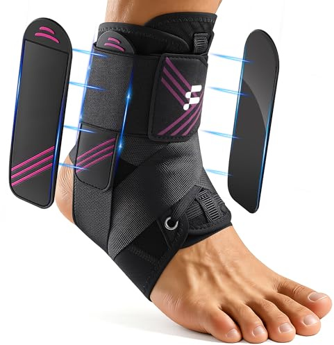 Fitomo Ultra-Thin Ankle Support for Sprained Ankle, Slim Fit & Breathable | Adjustable Compression, Quick Lace-up, For All Shoes, Side Stabilizing Pads for Sport Recovery & Daily Support, Fit Both Feet