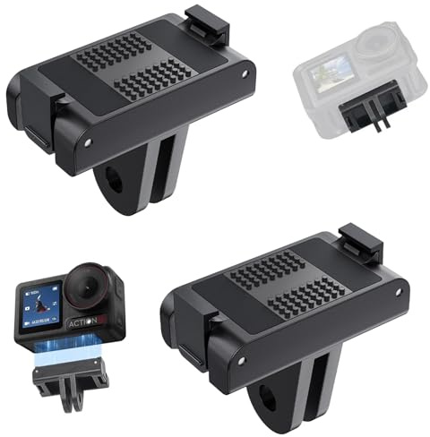 Magnetische Adapterhalterung für DJI Osmo Action 5 Pro/4/3, Magnetischer Schnellwechsel-Halterung, Stativkompatibel, Schnellwechseladapter Basis mit Zwei Krallen und einem 1/4'' Gewindeloch(2er-Pack)