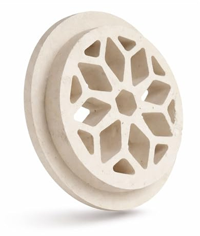 Griglia di Ventilazione in Pietra Leccese Artigianale – Tutte le Misure – Bocchetta di Areazione per Muro e Tubo GRPL001_MARGHERITA (TONDA CON INVITO TONDO SUL RETRO)