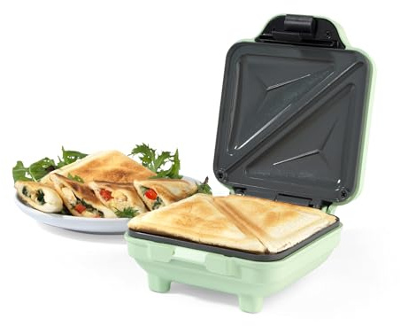 Giles & Posner Sorbet Sandwichmaker matt, 1 Toastie, 13-cm-Platten | PFAS-freie Antihaftplatten, automatische Temperaturregelung, 2-Min.-Vorheizen, 550 W, mattgrün