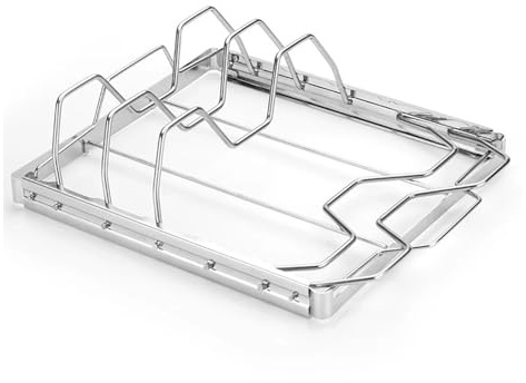 Generisch Faltbarer Rippchenhalter aus Edelstahl, perfekt for Grillen, Räuchern und Servieren, Grillzubehör, rostbeständig