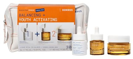KORRES BLACK PINE PRIMUS Frühzeitiges Anti-Aging – Expert Trio Set, ab 30, Vorteilsset mit Creme 40ml, Booster 15ml & SMART YOGHURT™ Serum 15ml für intensiv hydratisierte, jugendlich strahlende Haut