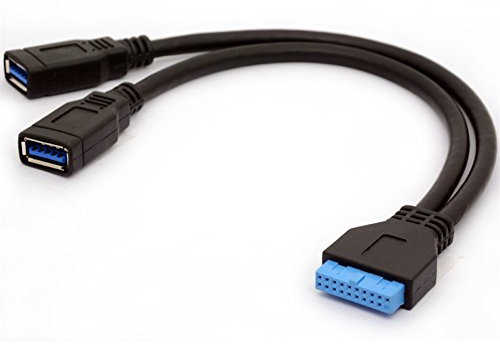 Nightwolf® Black 16 Inch Single Port USB 3.1 Type C USB-C Female to USB 3.0 Motherboard 19pin Header Y Splitter Cable