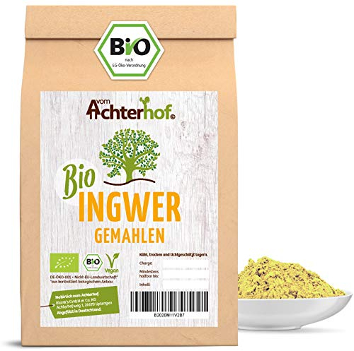 Bio Ingwerpulver (1kg) | Ingwer gemahlen | Ingwerwurzel gemahlen perfekt fuer Ingwertee Ingwertinktur Ingwerwasser oder zum Kochen