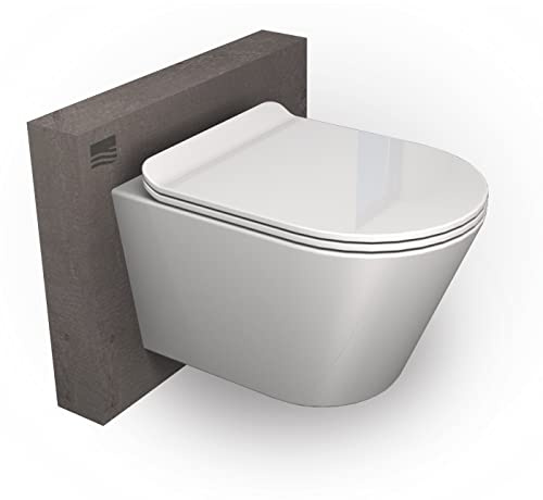 Spülrandloses WC 1088R inkl. Softclose Deckel - Weiß glänzend, Softclose-Sitz:Superflach