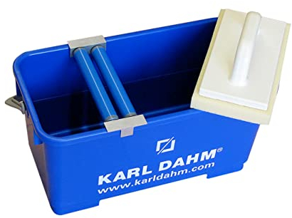Karl Dahm ® Waschset Express für Fliesen mit untenliegenden Rollen I Fliesenleger Profiwerkzeug mit Ersatzeimer, Rollenaufsatz, Schwammbrett Hydro–11428