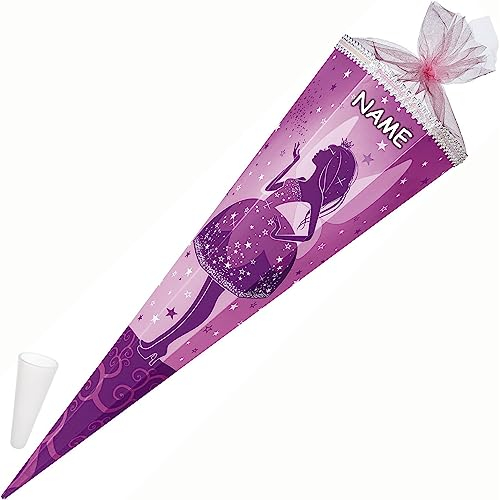 Nestler personalisiert mit Name und Kunststoffspitze - 6857046 Schultüte Elfenkönigin, 85 cm 6-eckig