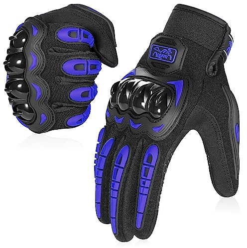 COFIT Motorcycle Gloves for Men and Women, Full Finger Touchscreen Motorbike Gloves for BMX ATV MTB Riding, Road Racing, Cycling, Climbing - Blue XXL