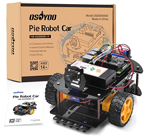 OSOYOO Pie Robot Car, Roboter Bausatz für Raspberry Pi 3B 3A+ 3B+ 4 programmierbar: Mint Kit für Mittelstufe, Oberstufe, Hochschulbereich und Hobby, Bauen und programmieren mit Python