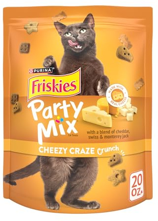 Purina Friskies Cat Treats, Party Mix Cheezy Craze Crunch - 20 oz. Pouch