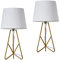 OuXean Modern Tischlampe, E14 Schreibtischlampe Night Light mit ausgehöhltem Metallsockel und Stoffschirm für Schlafzimmer Wohnzimmer 2er Set (ohne Glühbirne) (Weiß)