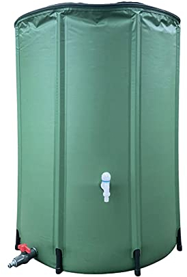 Linsition Regenwassertank Faltbar Regenfass 100L Wetterbeständig Regenwassertonne PVC Regentonne Wassertonne Regenwasserfass Wassertank Regentanks Mit Tragstangen, Entwässerungsventile, Wasserhahn