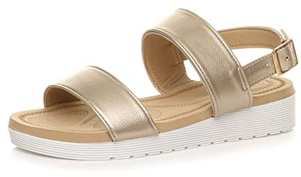 AJVANI Womens ladies low wedge heel slingback buckle strappy flatform sandals size 9 42