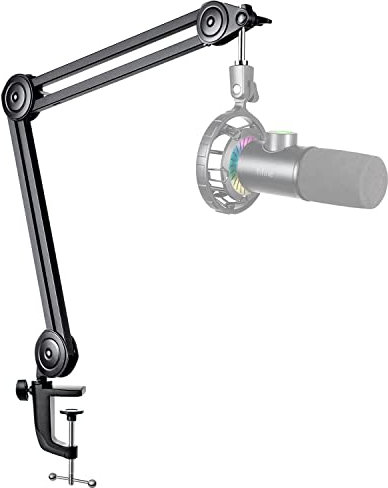 FIFINE Microphone Arm Stand-Heavy Duty Boom Arm, Suspension Scissor Adjustable Mic Stand with Desk Mount, 5/8 Screw, Cable Ties, for Recording Gaming Streaming Podcasting-BM63