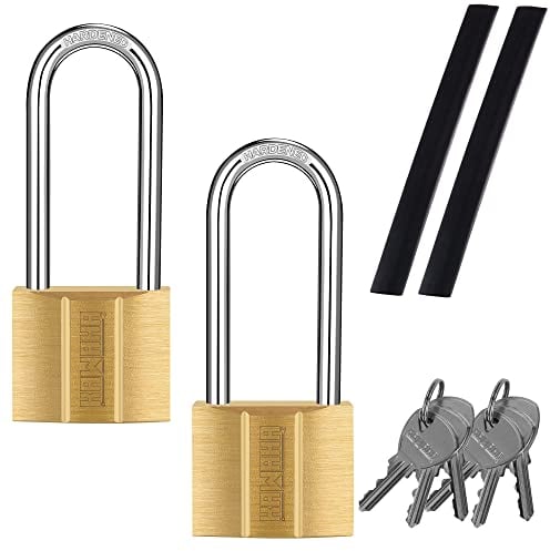 KAWAHA US-81/40L-2P Cadenas à clé à anse longue (étanche, serrure en laiton massif) pour abris de jardin, unité de rangement, école, casier de gym, clôture, boîte à outils, moraillon
