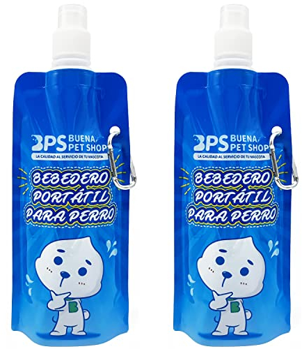 BPS Pack 2X Viaje Bebedero Portátil Plegable para Perros Mascotas 500 ml con Mosquetón de Botella (2X Bebedero Portátil) BPS-5752 * 2