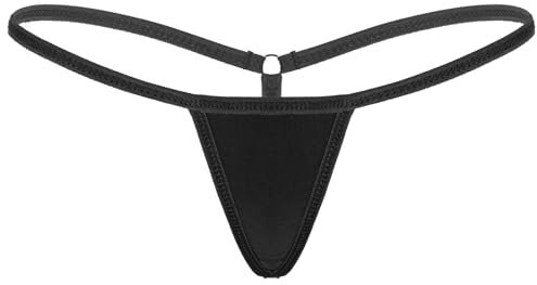 ranrann Micro String Ficelle Femme Sexy Slip Taille Basse Tanga Thong Bikini Erotique Lingerie sous-vêtement Briefs Underwear Noir Taille Unique