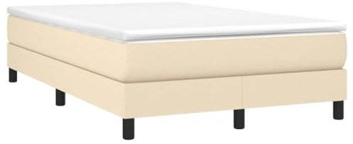 vidaXL Cadre de Lit, Lit Rembourré avec Pieds, Lit Double avec Sommier à Lattes, Lit Adulte de Chambre à Coucher, Moderne, Crème 120x200 cm Tissu