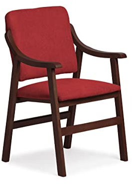 Abuelo a Gusto- Silla Comedor con Brazos de Madera de Haya, con Respaldo Recto. Ideal para Dormitorio, Comedor o Salida.. Tamaño: 87x55x55 cm. (Nogal, Granate)