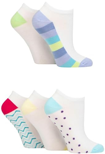 SockShop Wildfeet Ladies Patterned Bamboo Trainer Socks Pack of 5