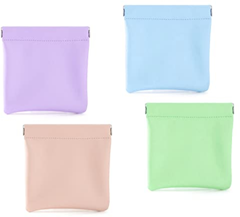 Leder Mini-Kosmetiktaschen, 4er Set wasserdichte Kosmetikbeutel, Mini-Kosmetiktaschen ohne Reißverschluss, ideal zum Aufbewahren von Schminkutensilien und Parfüm - Klein Aber praktisch