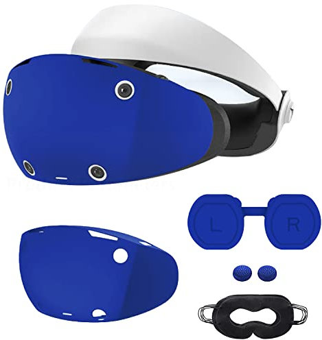 Zubehör für PSVR2, VR Shell, Einweg-Augenabdeckung, Joystick-Hülle, Objektivschutzabdeckung für PlayStation VR2-Zubehör, weiche, waschbare Anti-Kratz-Silikonhülle für PS VR 2 (blau)