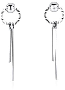 Bellitia Jewelry 925 Sterling Silber Geometrische Linie Stick Tropfen Ohrringe, Elegant Damen Ohrhänger Stäbchen Ohrringe Ohrschmuck