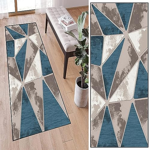 Läufer Teppichläufer Teppich Lang Flur 60 x 180 cm rutschfest Waschbar Küchenteppich, Teppich für Eingang mit Rutschfester Unterseite für Flur & Wohnraum, I