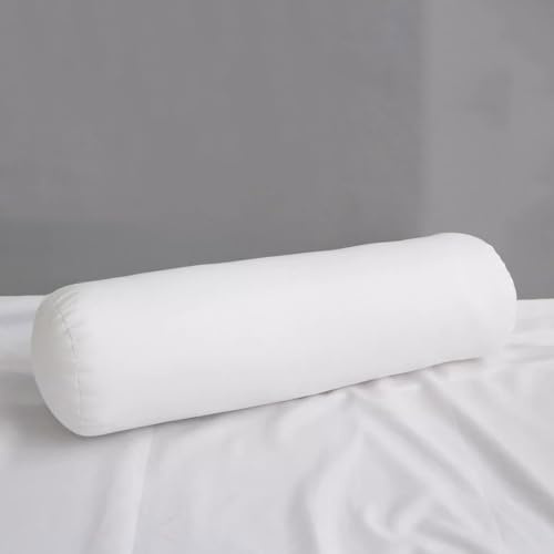 GGoty Rundes Nackenrollenkissen mit Inneneinsatz, weich, rund, lang, für Rücken, Kopf, Nacken, Lendenwirbelstütze, 20 x 50 cm, Weiß