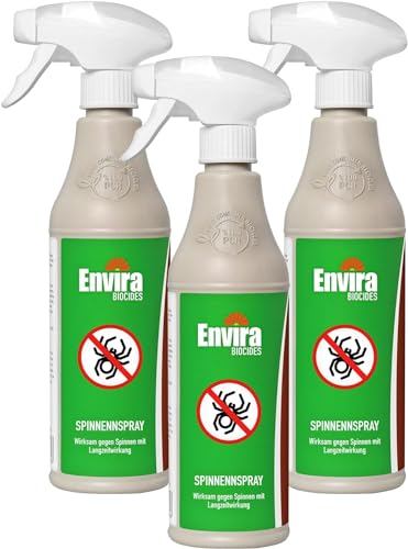 Envira Spinnen Abwehrspray 3 x 500 ml - Spray mit Langzeitwirkung gegen Spinnen, Winkelspinnen, Kreuzspinnen, Weberknecht - Mittel gegen Spinnen in der Wohnung - Effektive Spinnenabwehr (PT19)