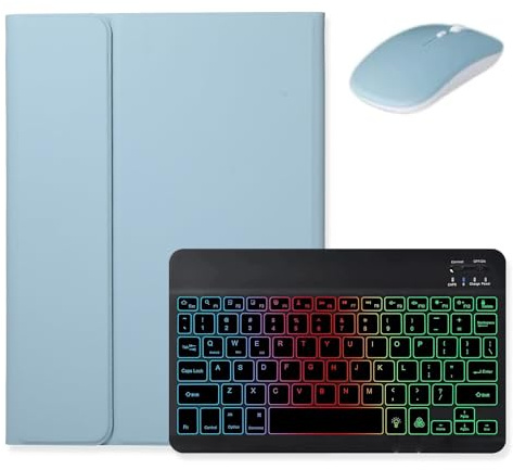kaidisen Tastiera retroilluminata per iPad 6a 5a generazione iPad Air 2/Air iPad Pro 9.7 custodia con tastiera con mouse, retroilluminazione staccabile a colori tastiera per iPad 9,7 pollici, blu