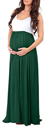 Robe Shooting Photo Grossesse Dentelle Robes Enceinte Femme Chic Et élégant Grande Taille a la Mode Robe Maternité Fête Cérémonie Confortable Casual Vacances Pas Cher Long Dress (Green, L)